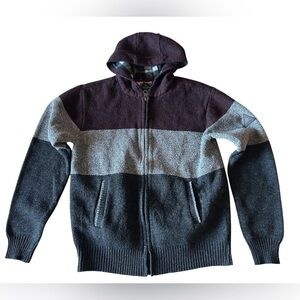 Point Zero Men's Zip Up Sweater - Black, Gray, and Dark Red